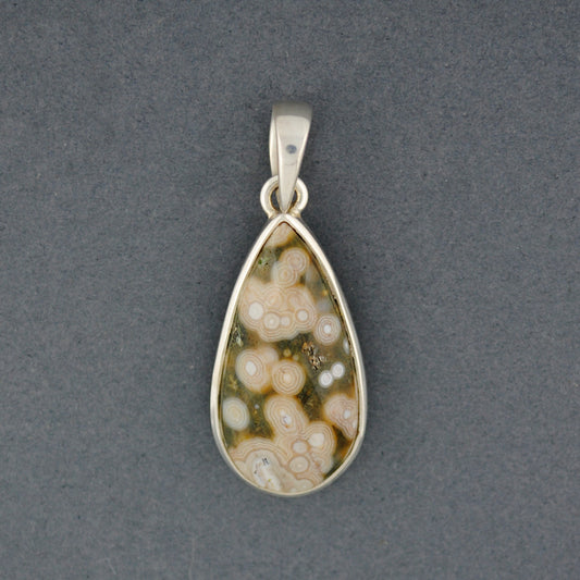Sterling Silver Ocean Jasper Small Faceted Teardrop Pendant