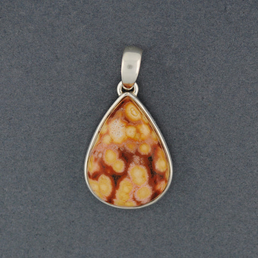 Sterling Silver Ocean Jasper Red Teardrop Pendant