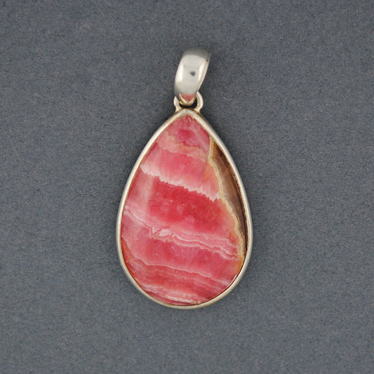Sterling Silver Rhodochrosite Teardrop Pendant