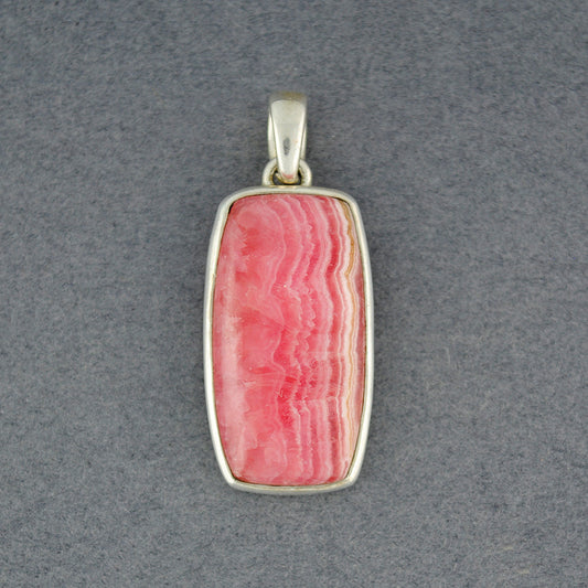 Sterling Silver Rhodochrosite Rectangle Pendant