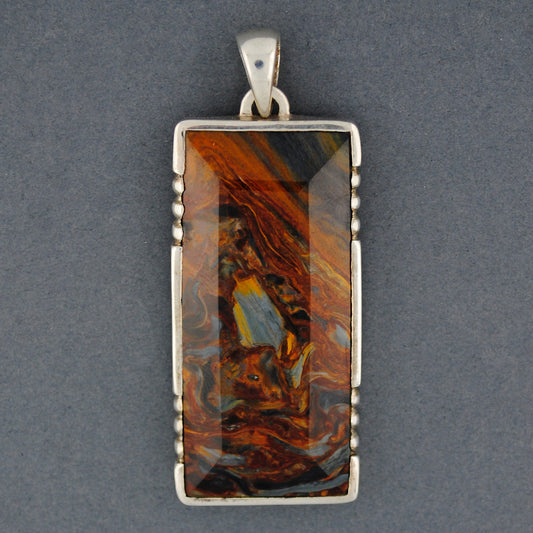 Sterling Silver Pietersite Faceted Rectangle Pendant