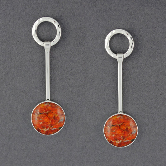 Hammered Trapezoid Coral Earrings