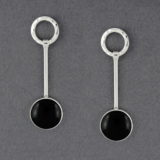 Hammered Trapezoid Obsidian Earrings