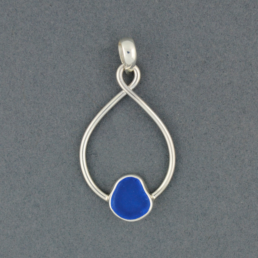 Sterling Silver Cornflower Sea Glass Infinity Pendant