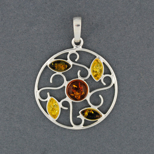 Amber Multi Color Swirls And Shapes Pendant