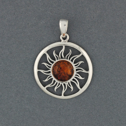 Amber Sun In Circle Pendant