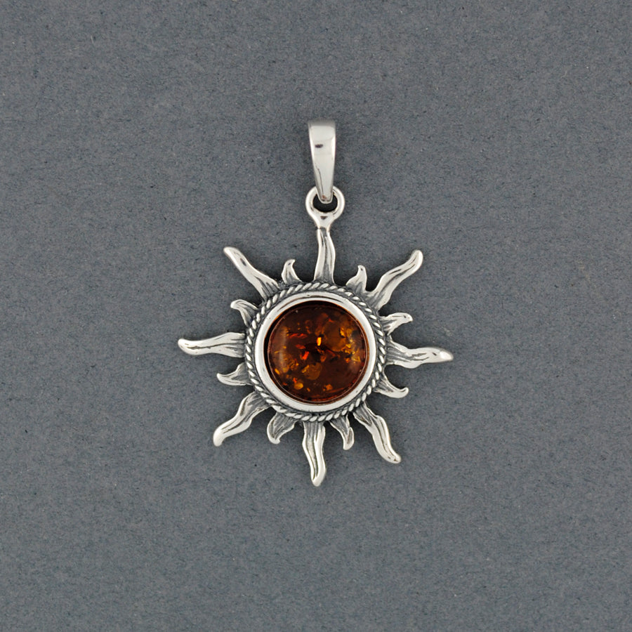 Amber Sun Twist Bezel Pendant