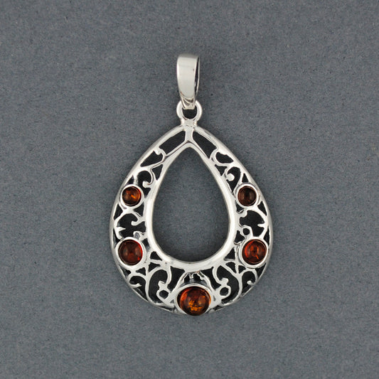 Amber Filigree Teardrop Pendant