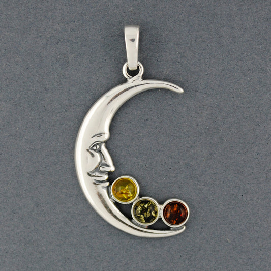 Amber Multi Color Cresent Moon Pendant