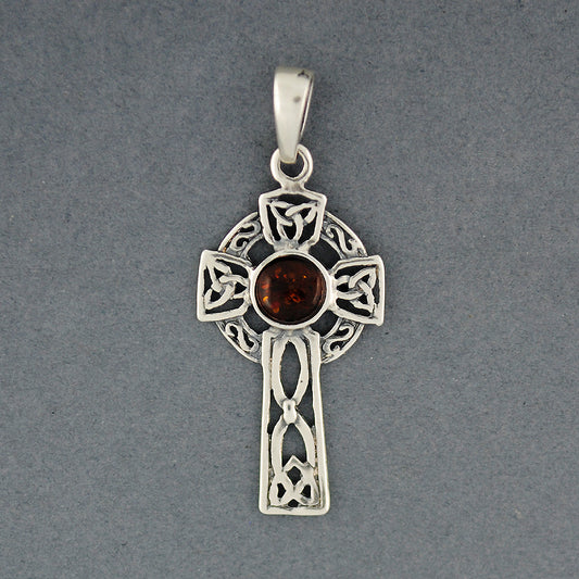 Amber Long Celtic Cross Pendant