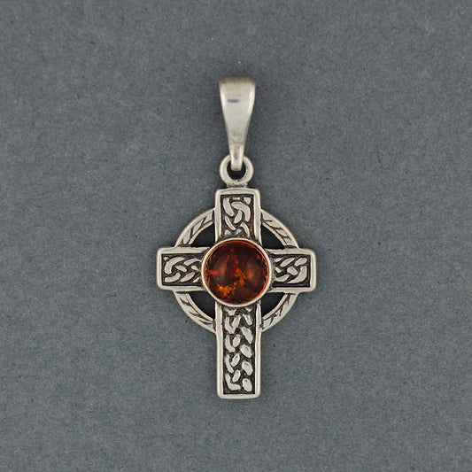 Amber Celtic Braid Cross Pendant