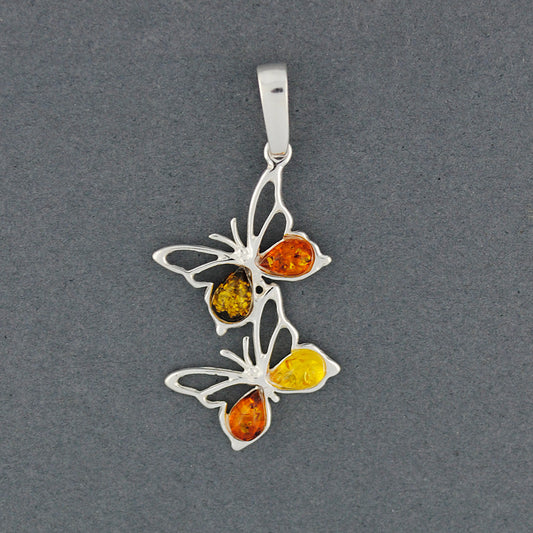 Amber Multi Color Butterflies Pendant