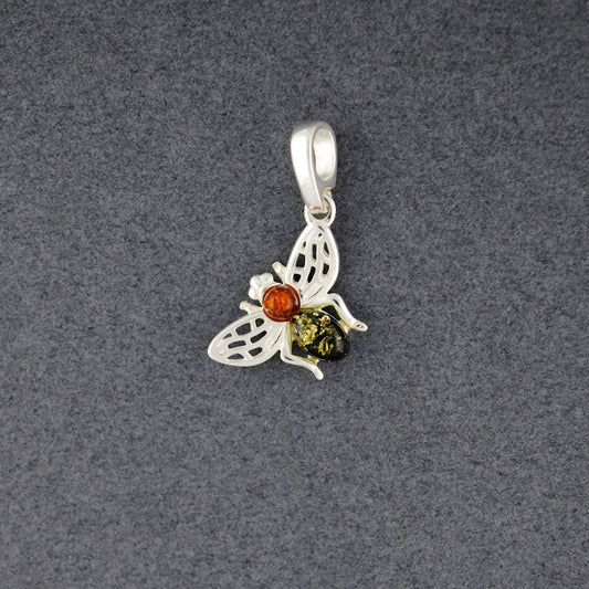 Amber Multi Color Tiny Bee Pendant