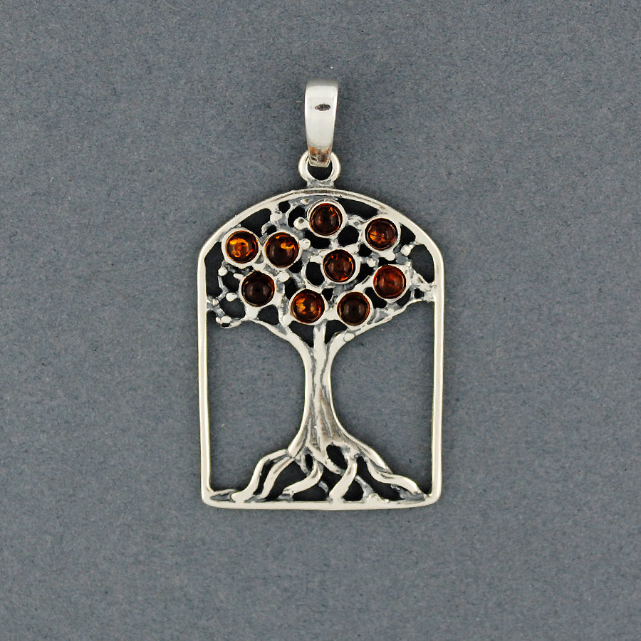 Amber Tree In Arch Pendant