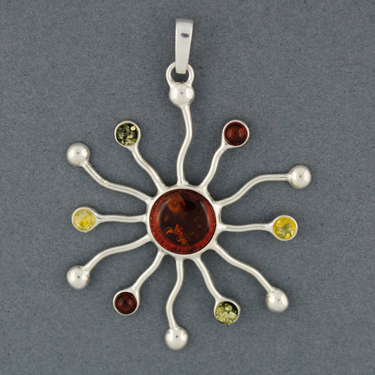 Amber Multi Color Modern Wavy Dots Pendant