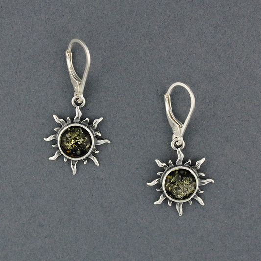 Green Amber Sun Earrings