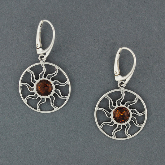 Amber Wavy Sun In Circle Earrings