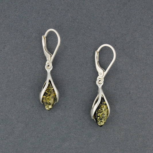 Green Amber Drop Earrings