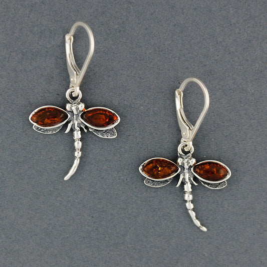 Amber Dragonfly Earrings