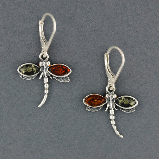 Amber Multi Color Dragonfly Earrings