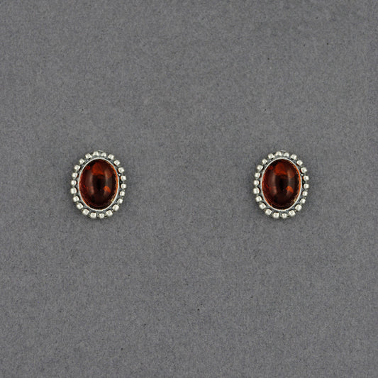 Amber Beaded Oval Post Earrings