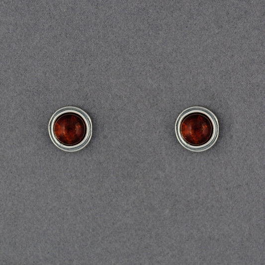 Amber Circle Bezel Post Earrings