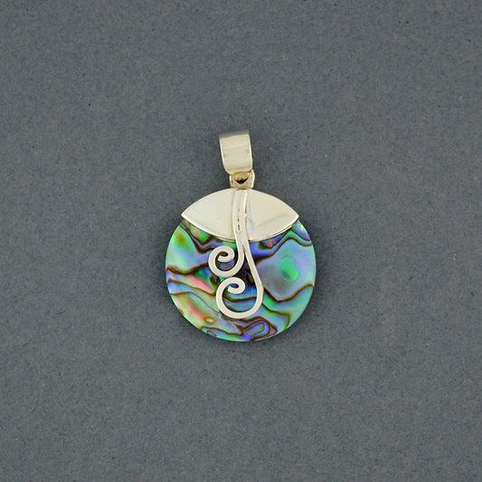 Abalone Small Circle with Swirls Pendant