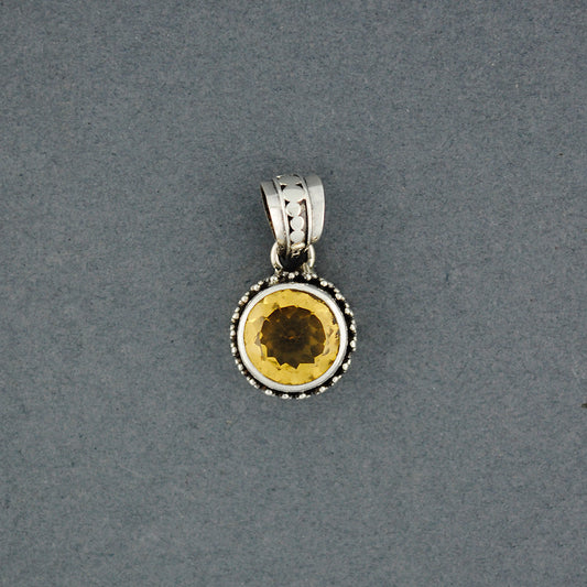 Citrine Dotted Circle Pendant