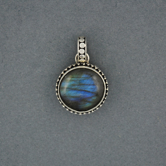 Labradorite Dotted Circle Pendant
