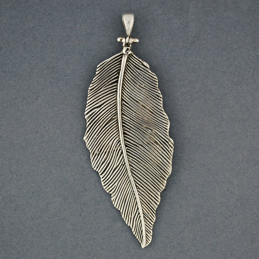 Sterling Silver Large Feather Pendant