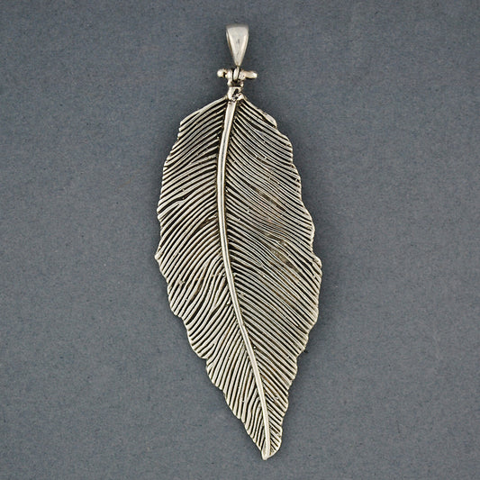 Sterling Silver Large Feather Pendant