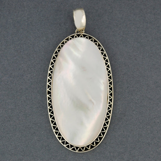 Mother of Pearl Oval Zig Zag Border Pendant