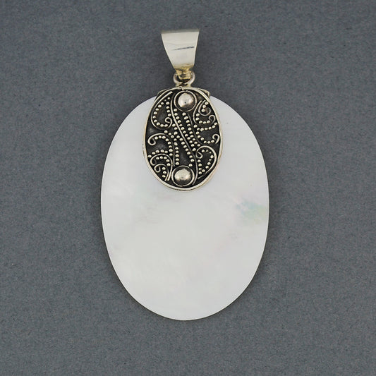 Mother of Pearl Oval Dots And Curls Pendant