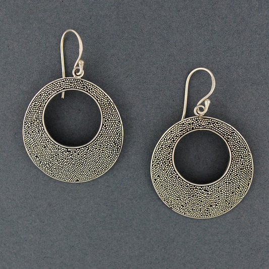 Sterling Silver Dotted Open Circle Earrings