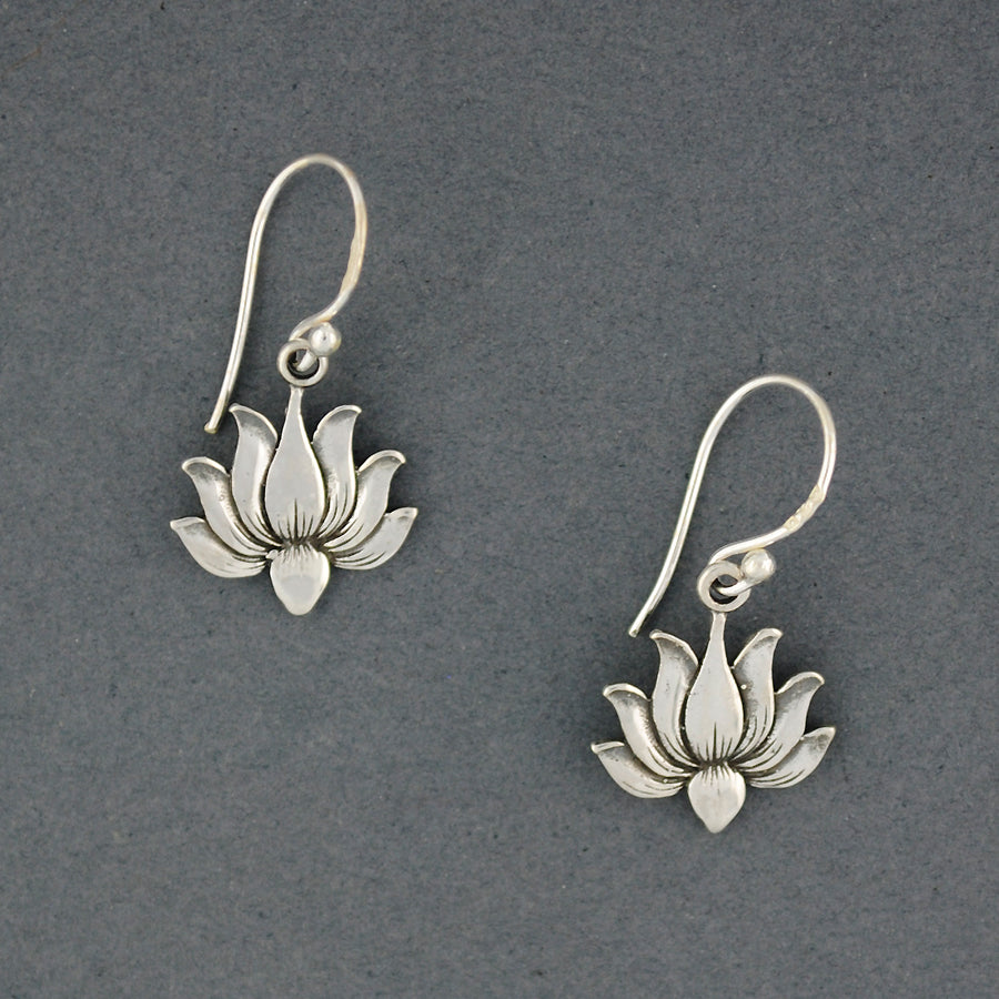 Sterling Silver Lotus Flower Earrings