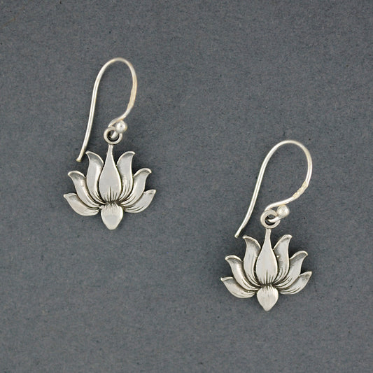 Sterling Silver Lotus Flower Earrings