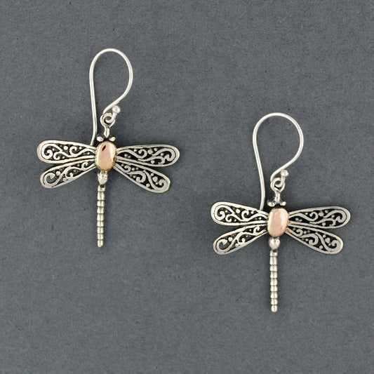 Sterling Silver And 18K Dragonfly Earrings