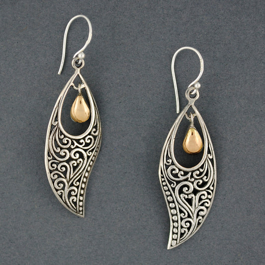 Sterling Silver And 18K Detailed Drop Earrings