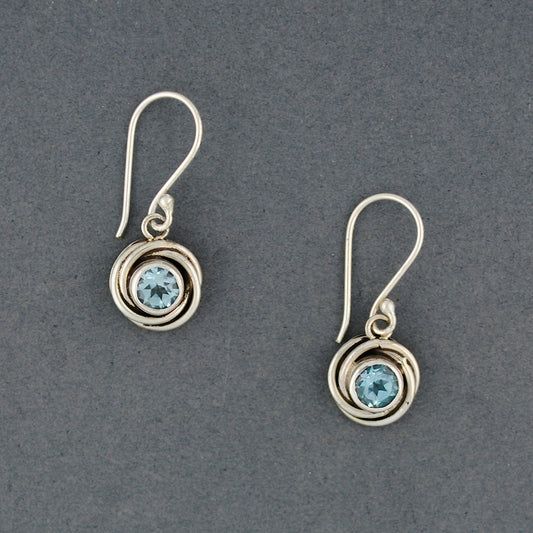 Blue Topaz Twist Bezel Earrings