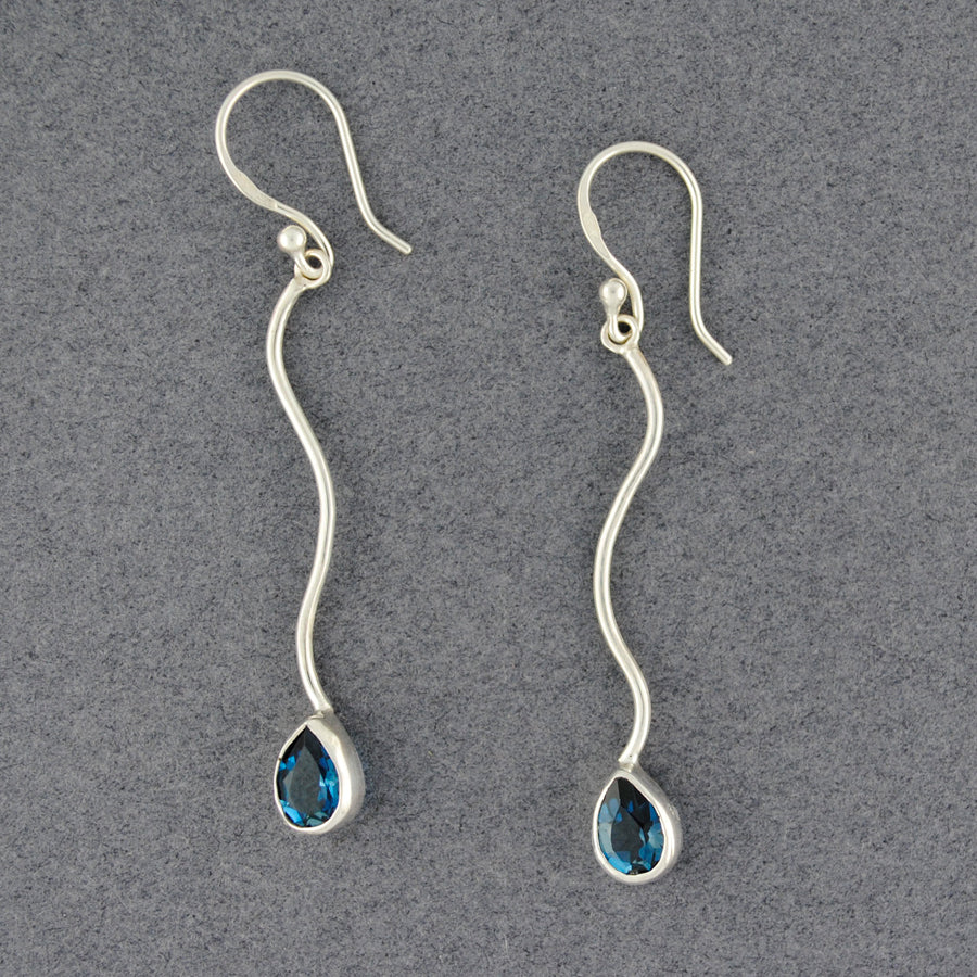 Blue Topaz Long Teardrop Earrings