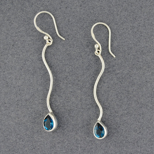 Blue Topaz Long Teardrop Earrings