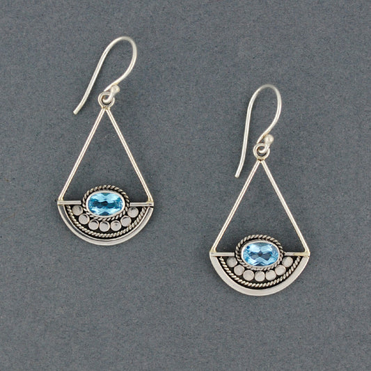 Blue Topaz Dotted Oval Teardrop Earrings