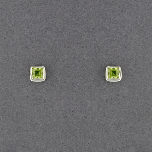 Peridot Square Post Earrings