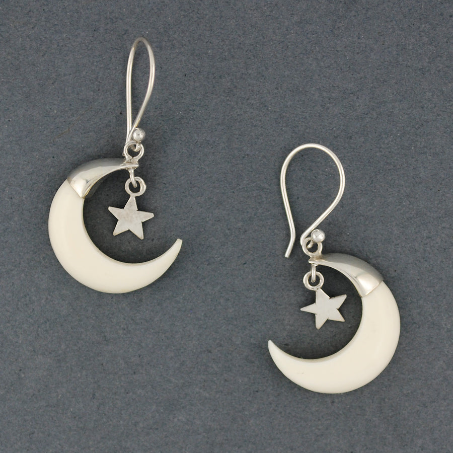 Bone Moon With Star Earrings