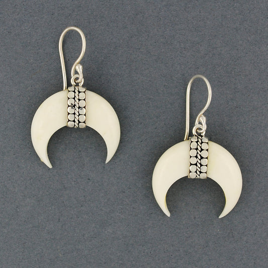 Bone Dotted  Cresent Moon Earrings