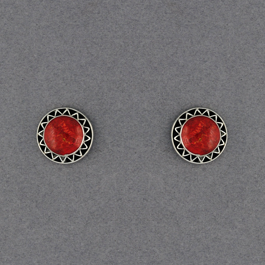 Coral Framed Post Earrings