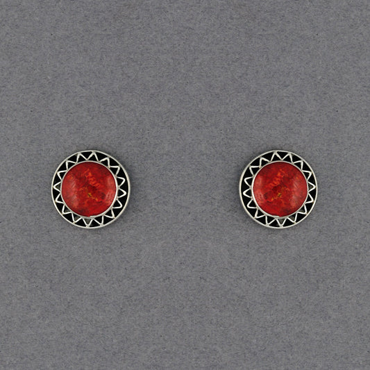 Coral Framed Post Earrings