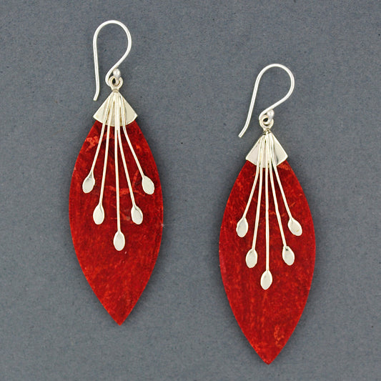 Coral Large Drop With Points Earrings