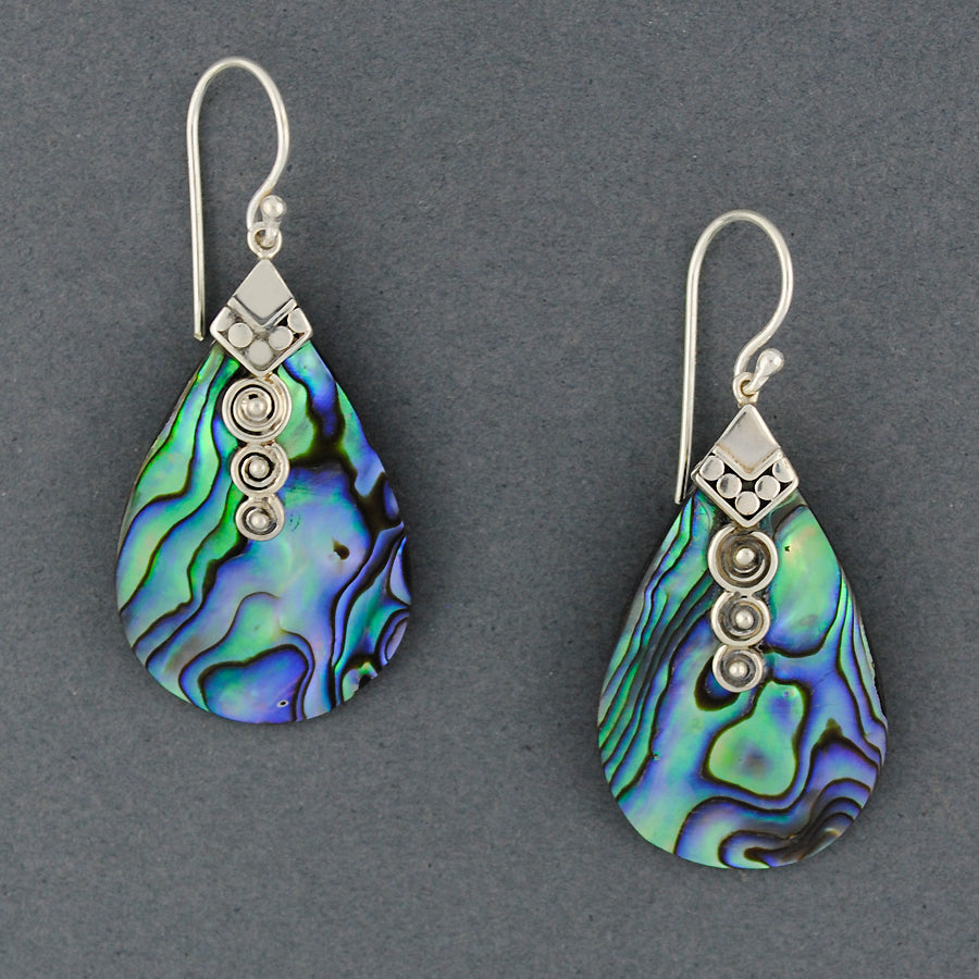 Abalone Teardrop Spiral Earrings