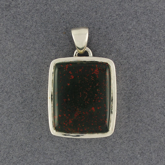 Sterling Silver Bloodstone Rectangle Pendant